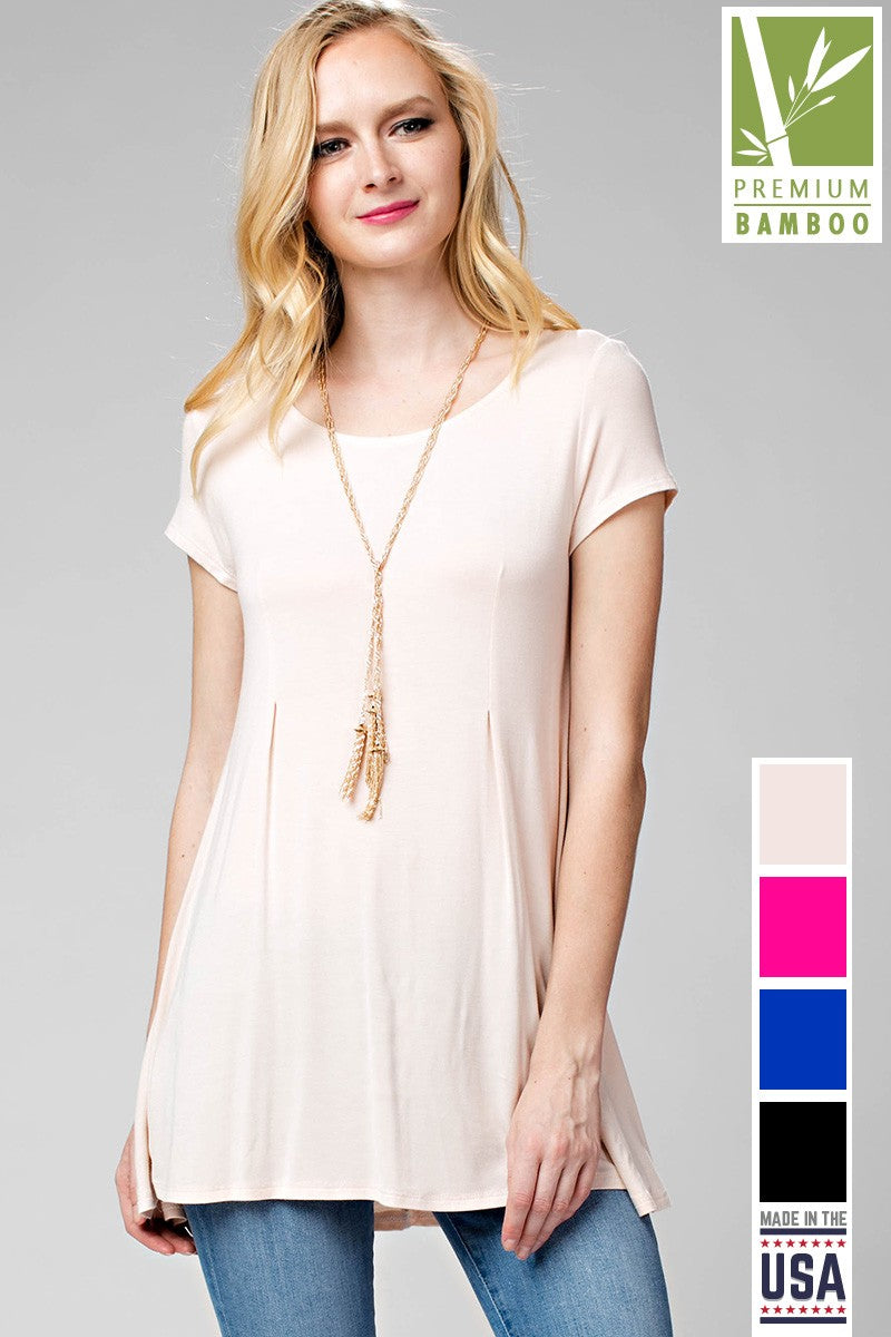 Bamboo Fabric Pleated Tee