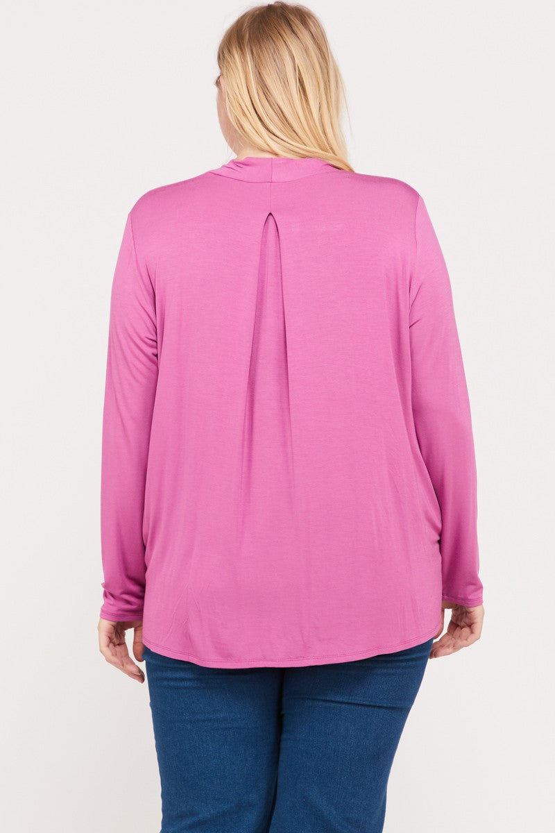 Bamboo Surpliced Pleated Back Knit Top