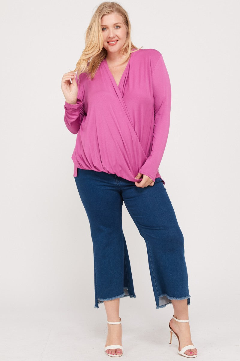 Bamboo Surpliced Pleated Back Knit Top