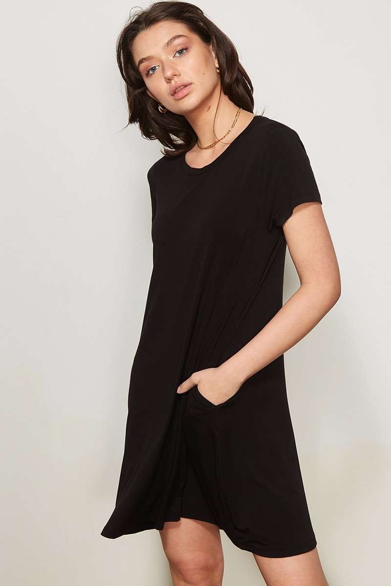 Bamboo Round Neck Tee Dress
