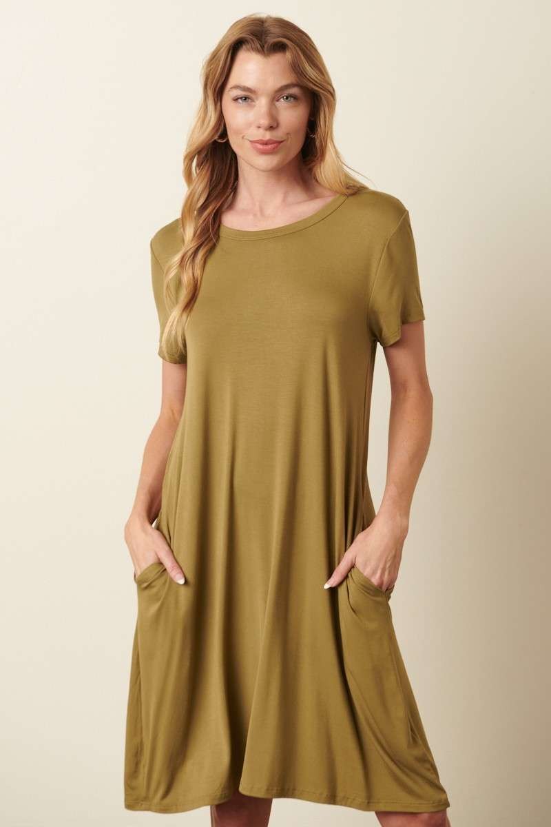 Bamboo Round Neck Tee Dress