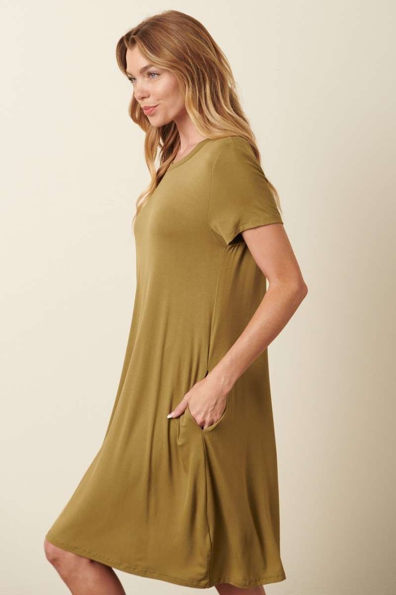 Bamboo Round Neck Tee Dress